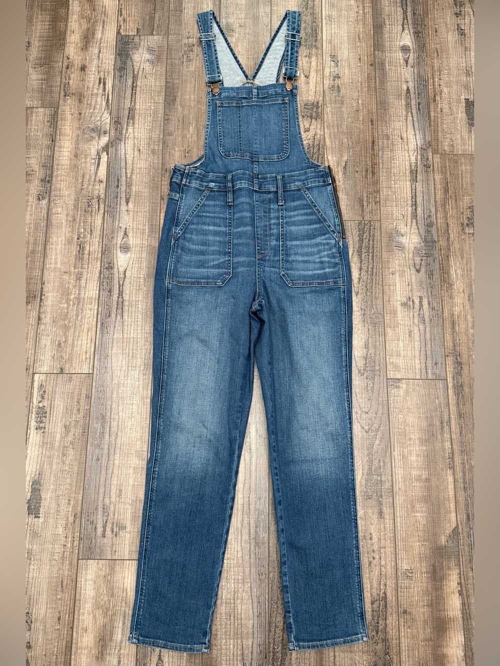 Madewell High Rise Straight leg Blue Denim Overalls Medium